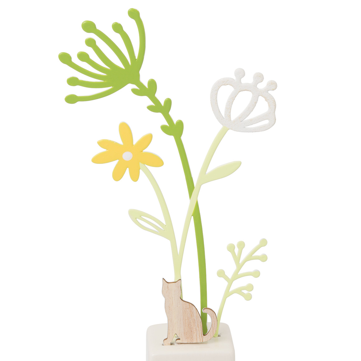 Deko-Aufsteller mit Blumen grün / weiss