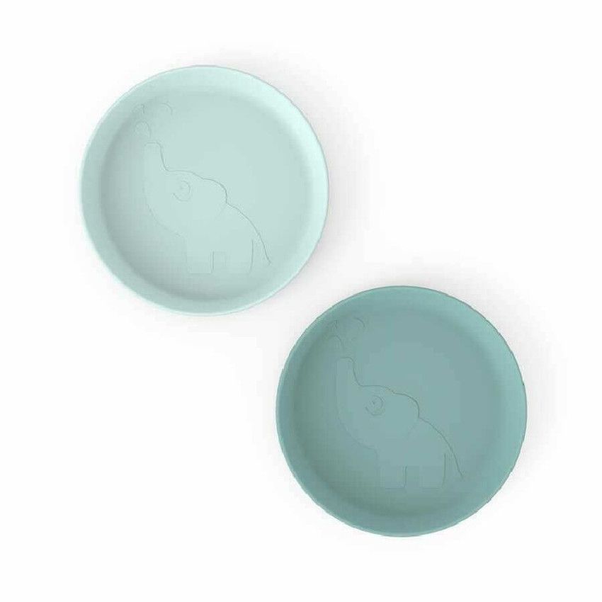 ASSIETTE KIDDISH ASSIETTE LOT DE 2 ELPHEE BLEU - Ecru