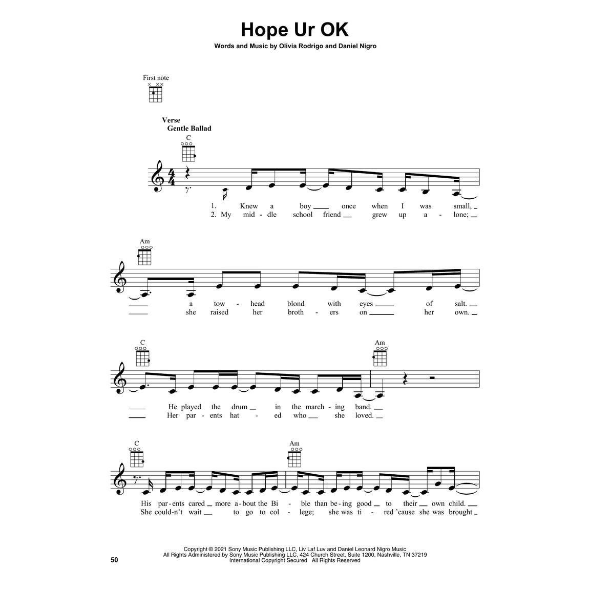Hal Leonard Olivia Rodrigo Sour songboek voor ukelele