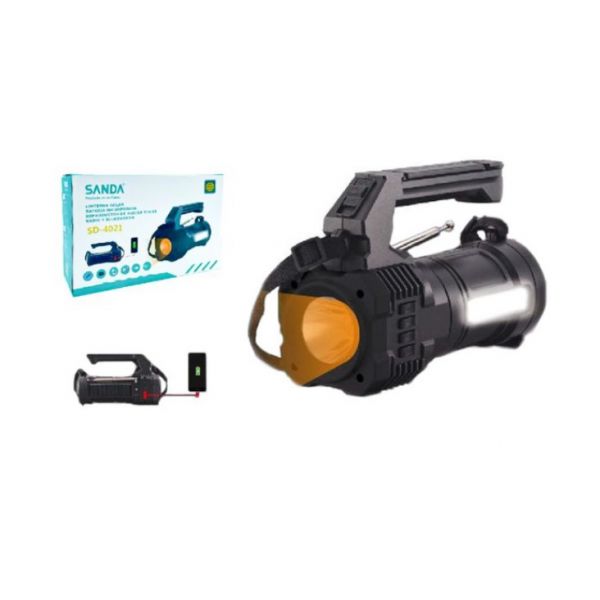 Sanda Coluna 2 em 1 Wireless Portátil   Lanterna com Luz led, 3w, Sd-4021 Preto