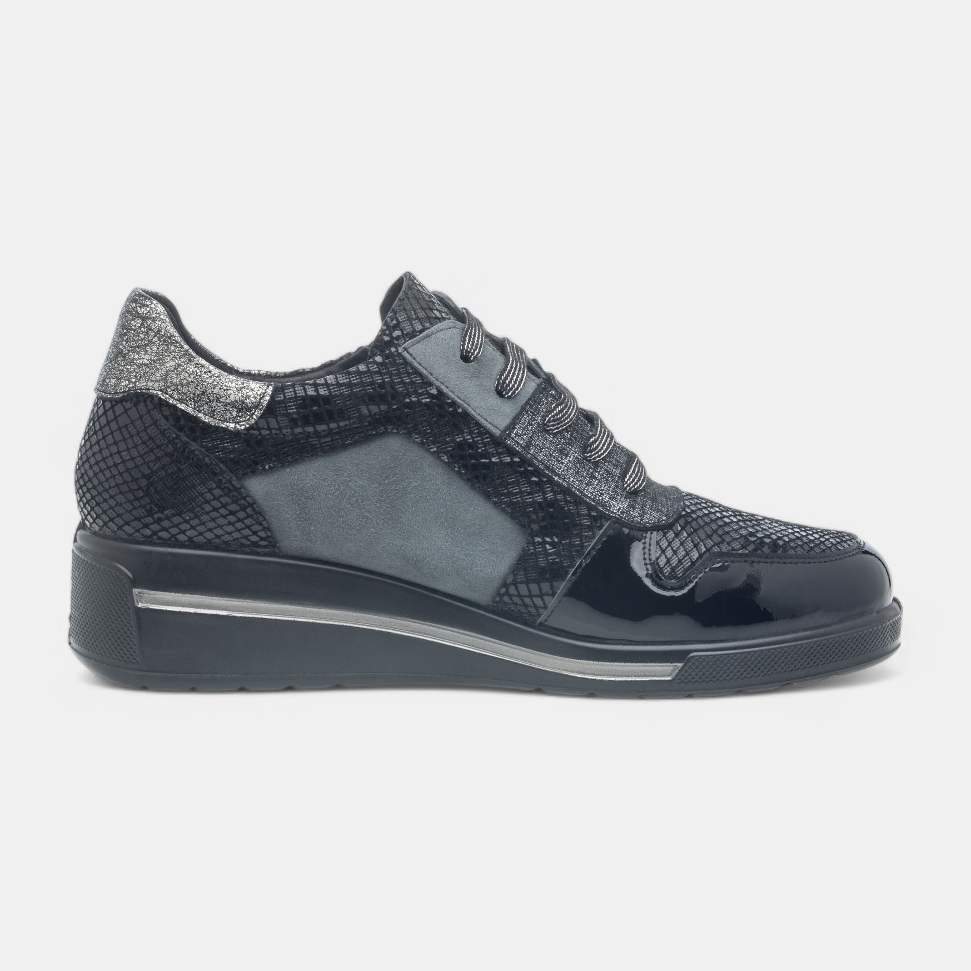 Derbies pieds sensibles Femme en cuir noir