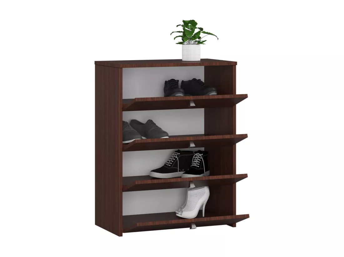 Meuble à chaussures AKORD RUBIN Wengé 66 cm 4 portes façade Wengé 4 étagères 66x36x85 cm