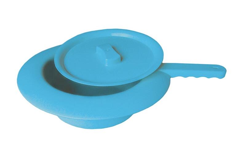 Steckbecken blau mit Griff und DeckelBettpfanne