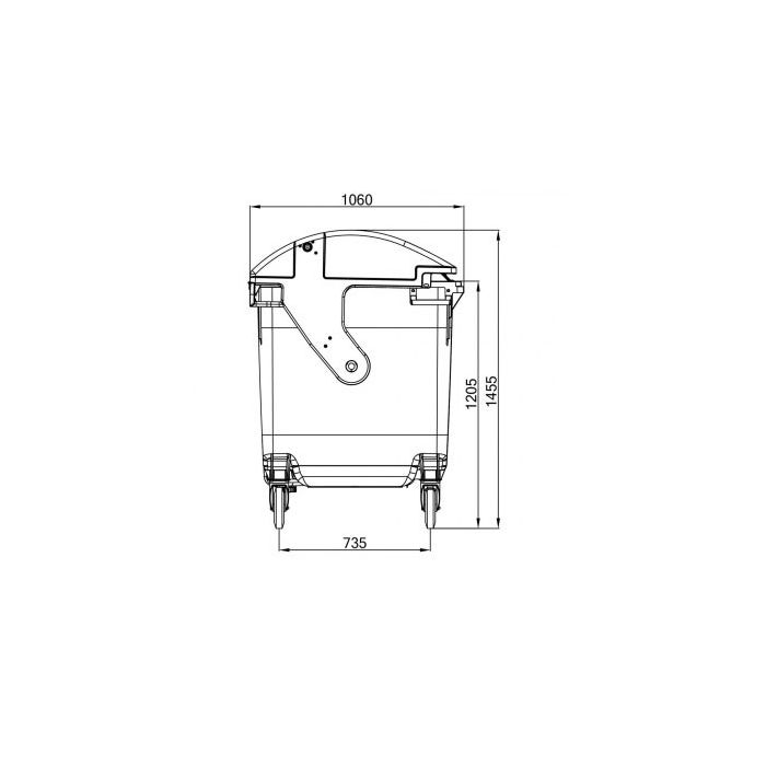 Afvalcontainer 1100 liter grijs rond deksel - kindveilige sluiting (6097141958943)