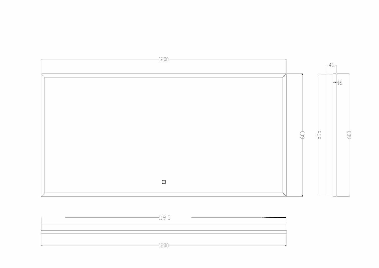 Mueller Square LED spiegel 120x60cm mat zwart met spiegelverwarming