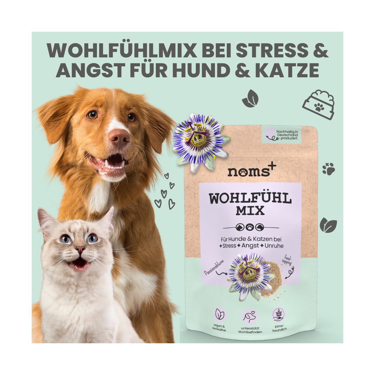 noms+ Wohlfühlmix für Hunde & Katzen bei Stress & Angst 150g