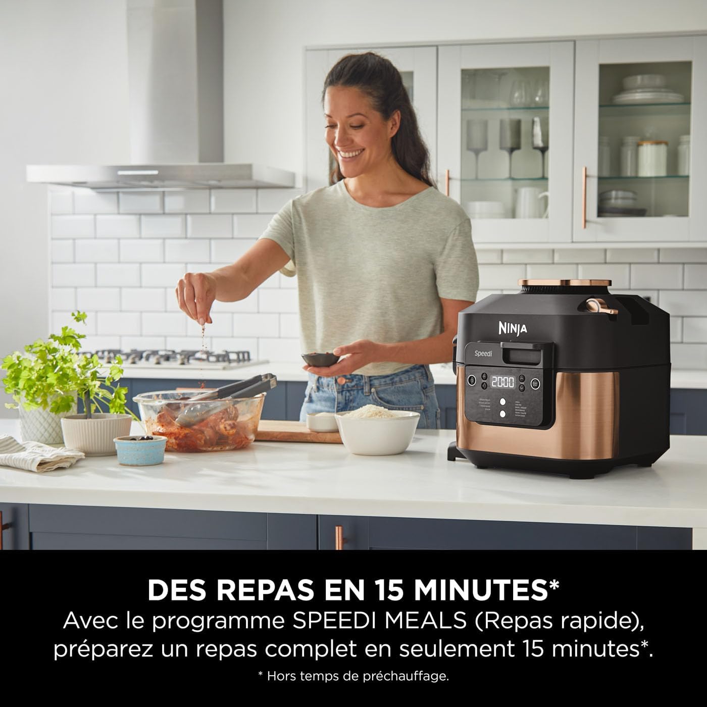 Ninja Speedi 10-en-1 Autocuiseur rapide, Air Fryer, Friteuse à air et Multicuiseur, 5.7L, Repas pour 4 en 15 minutes, Vapeur, Gril, Cuire au four, Rôt