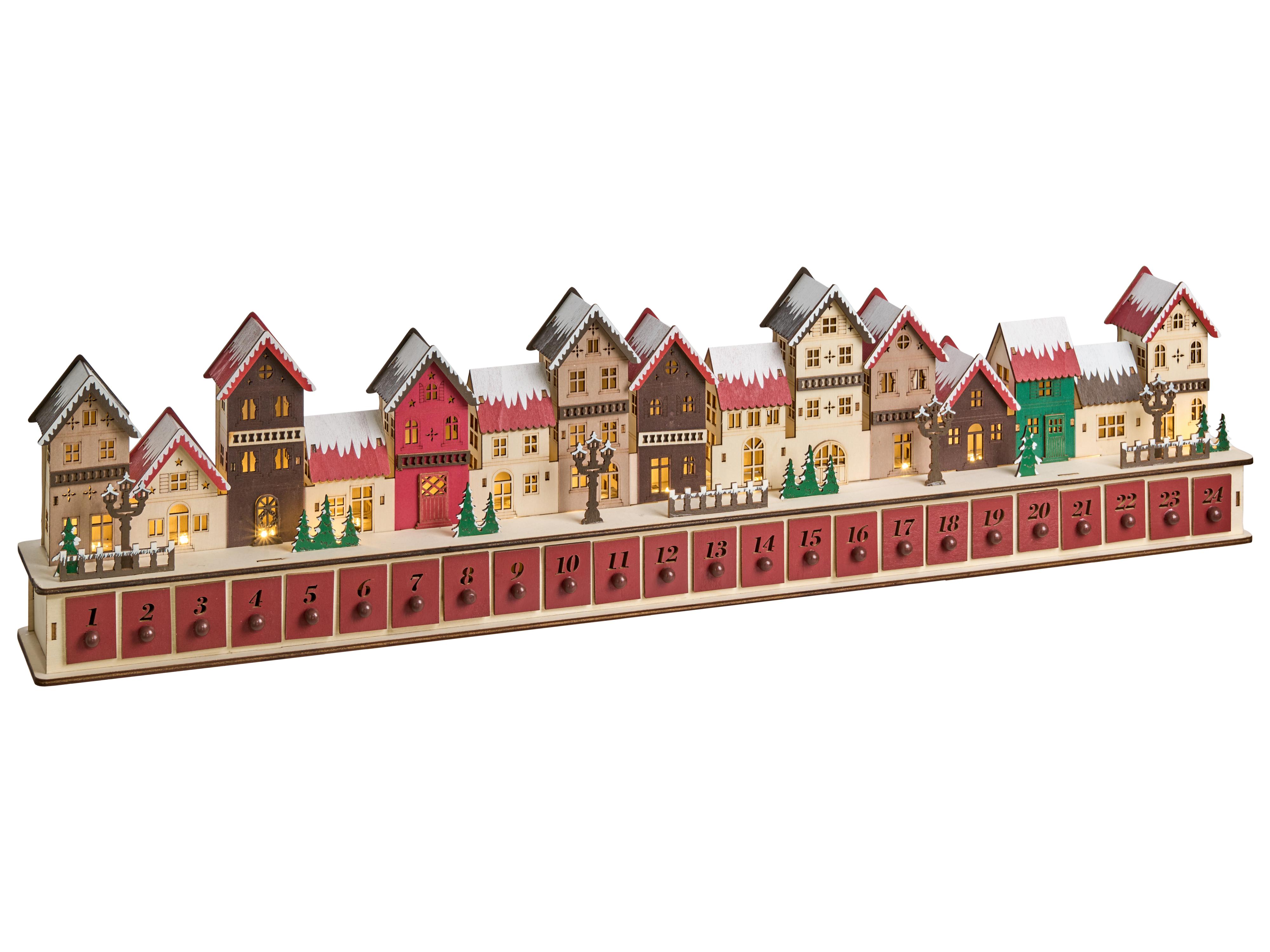 Kerstdecoratie LED ASPERN Adventskalender 18 cm Rood