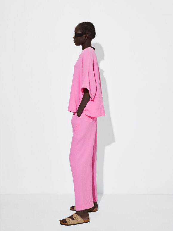 Calça texturizada - Rosa
