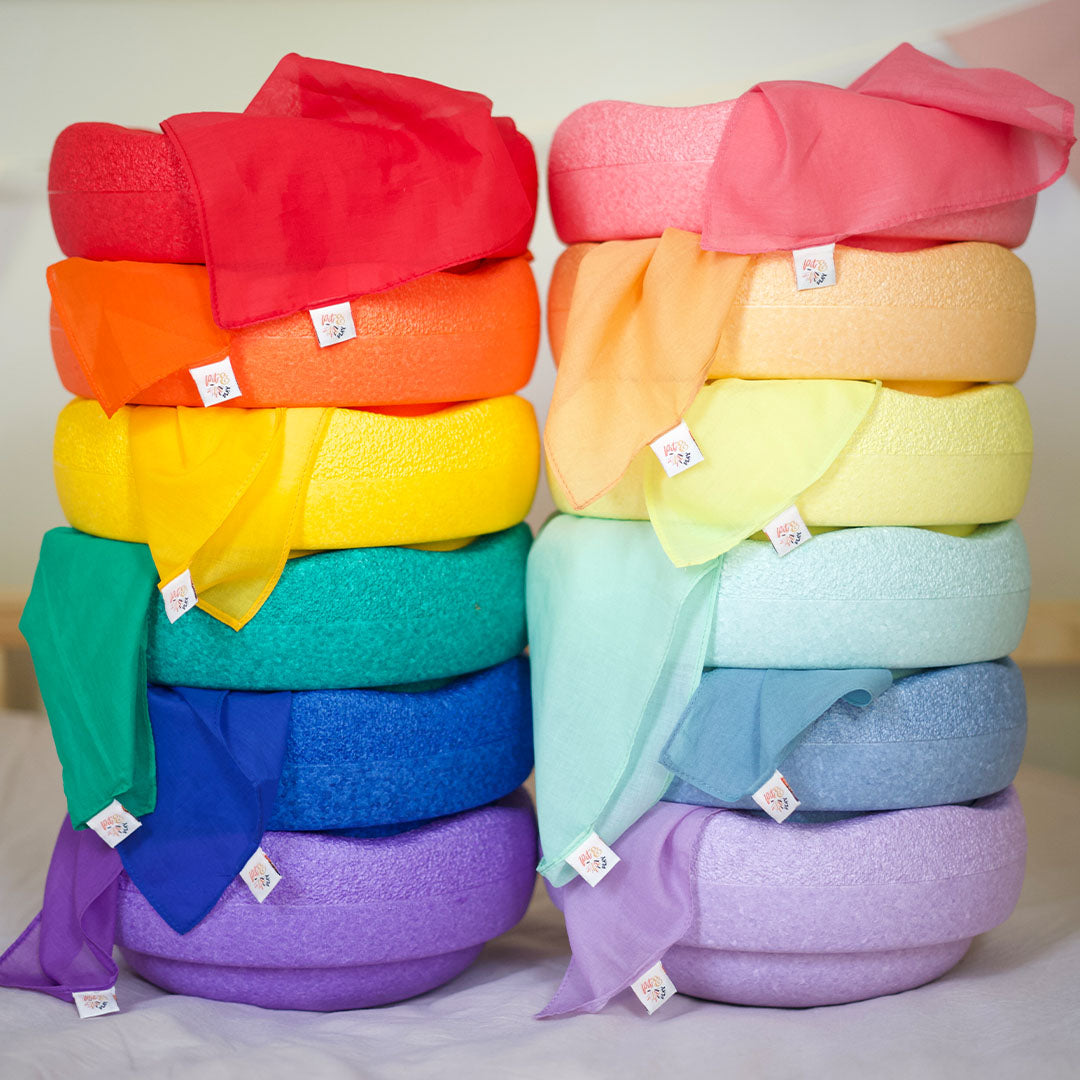 pit and play speeldoek regenboog - geel - 75x75 cm