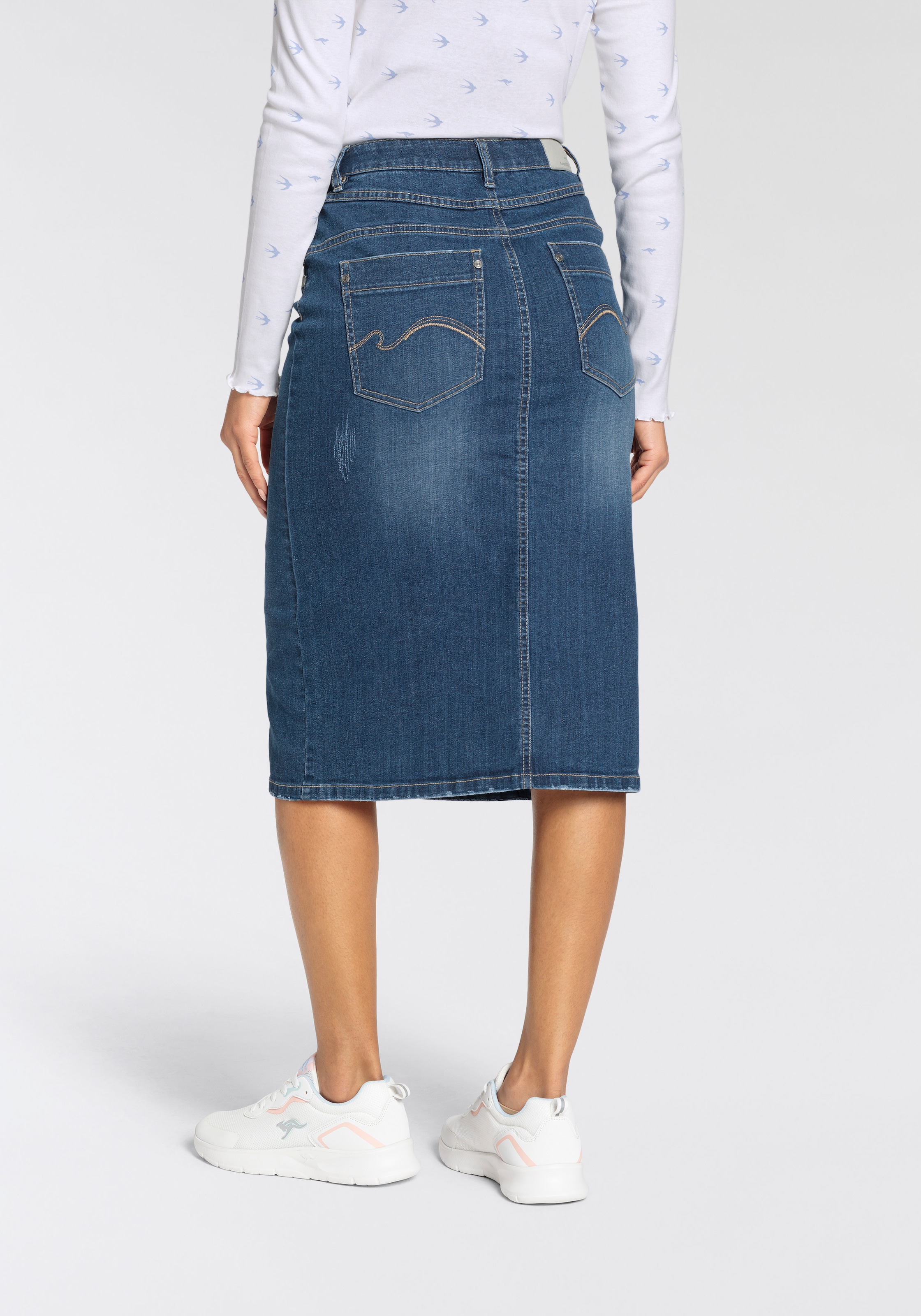 KangaROOS Jeansrock , in Midilänge mit Schlitz