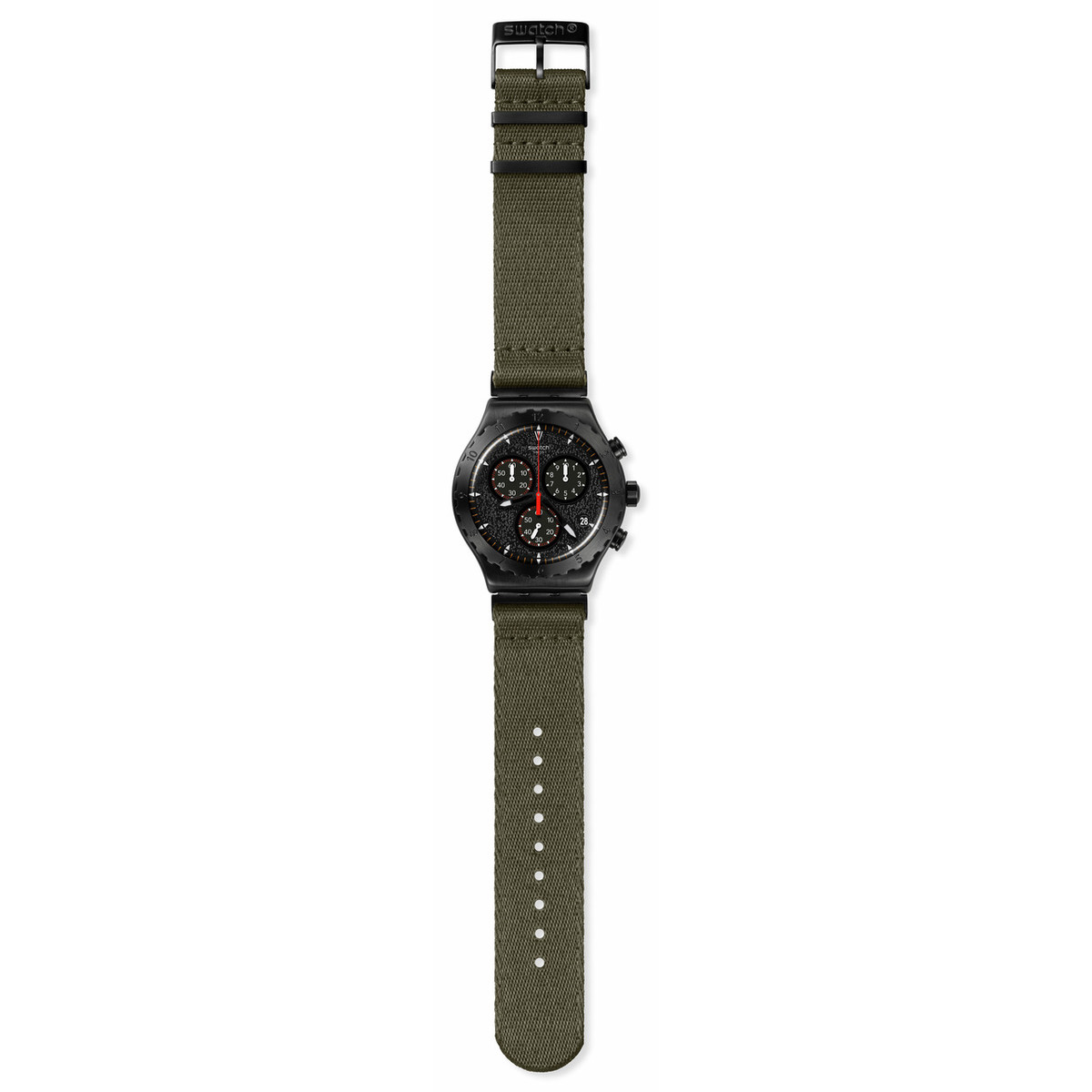Montre SWATCH New irony By the bonfire chrono homme bracelet tissu vert