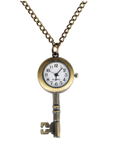 Metall Quartz Uhr Schlüsselanhänger Handtaschen Accessoire Taschenuhr mit Karabiner - Bronze