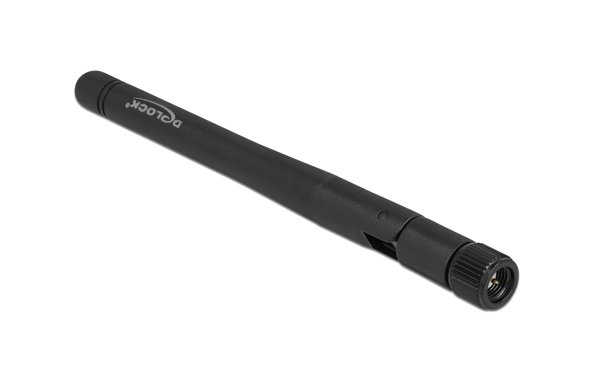 5G-Antenne SMA SMA 4.5 dBi RundstrahlDelock 5G 3.3 - 5.0 GHz Antenne SMA Stecker -1.0 - 4.5 dBi 10.9 cm omnidirektional mit Kippgelenk und flexiblem Material schwarz