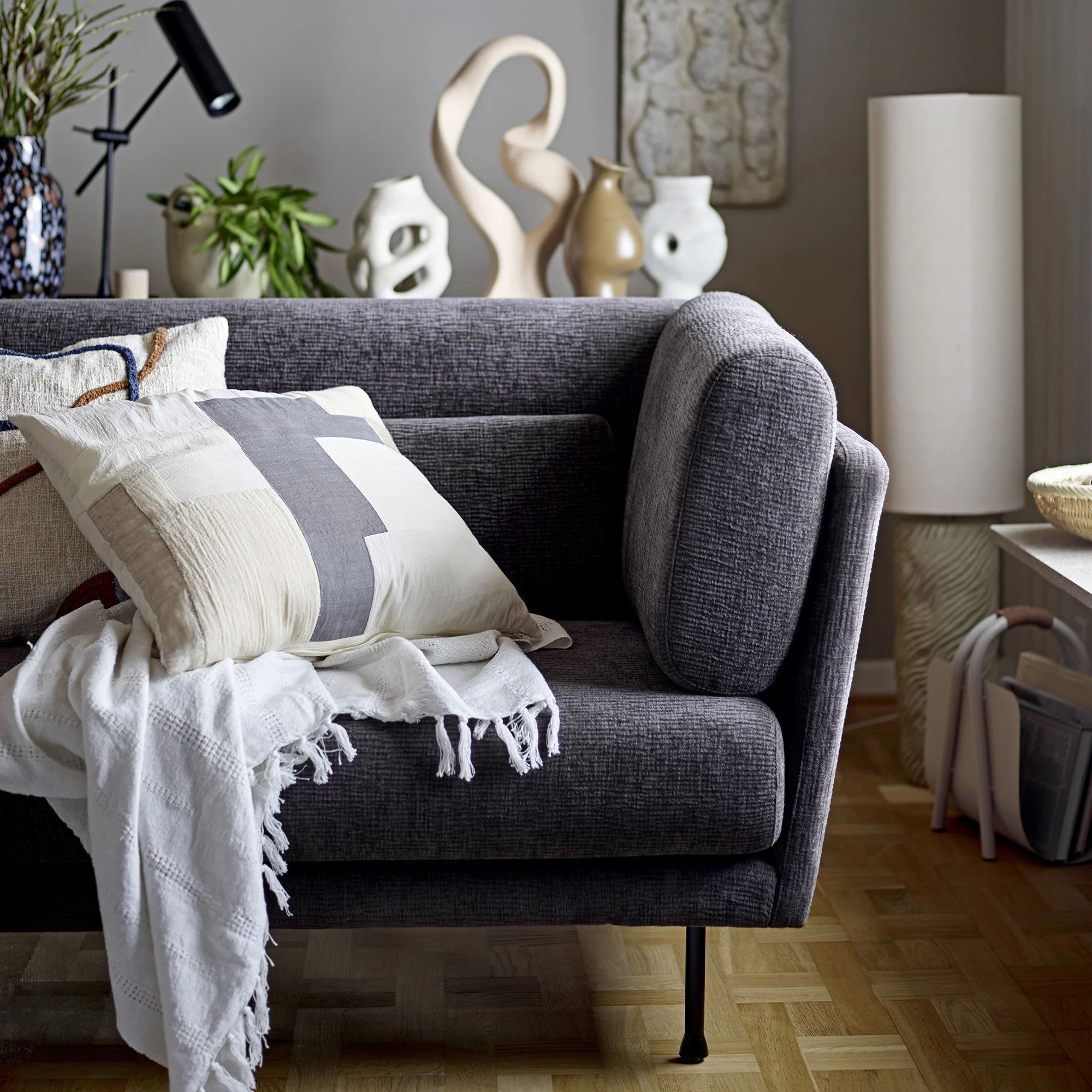 MAJE - Coussin tissu | Gris
