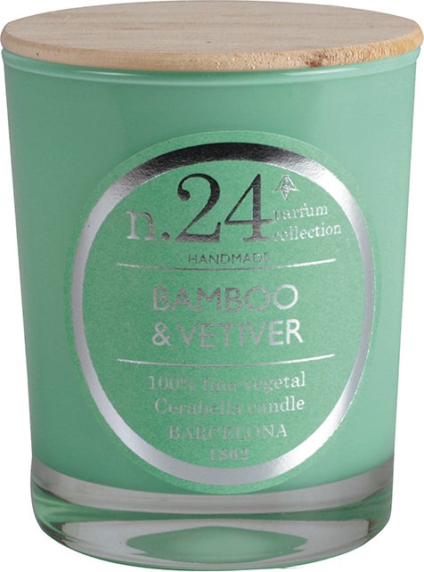 Cerabella geurkaars Bamboo & Vetiver houtachtig 40 uur D 8 H 12 cm