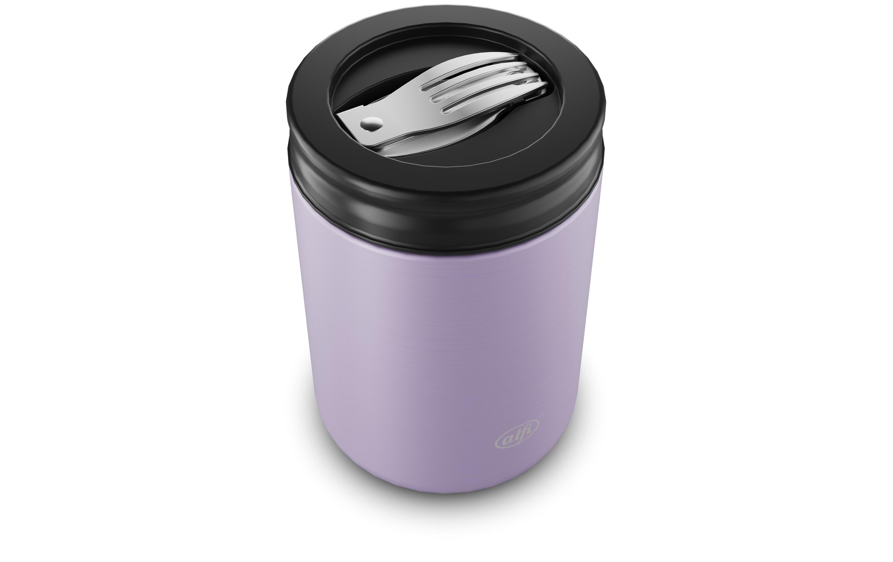 Thermo-Foodbehälter 0.35 l, LavendelOutdoor-Behälter aus Edelstahl mit Göffel