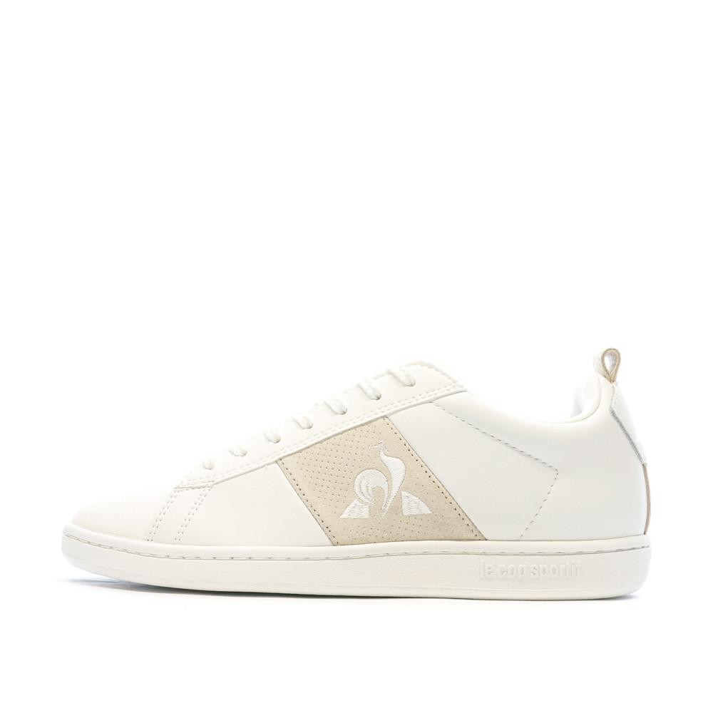 Le Coq Sportif Baskets Blanches/Beige Femme Le Coq Sportif Court Classic Premium Optical