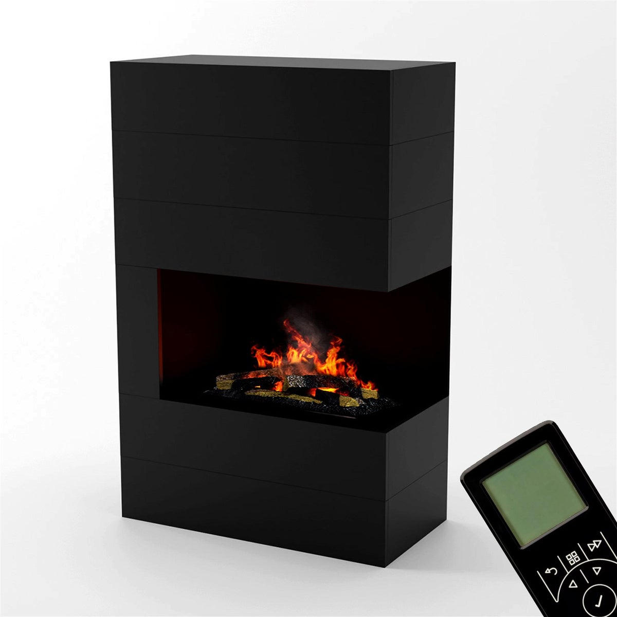 GLOW FIRE Elektrische haard 'Tucholsky Right Corner' | Waterdamphaard met OMC 600 inclusief zwart hout als roomdivider | HxBxD: 140x90x45 cm