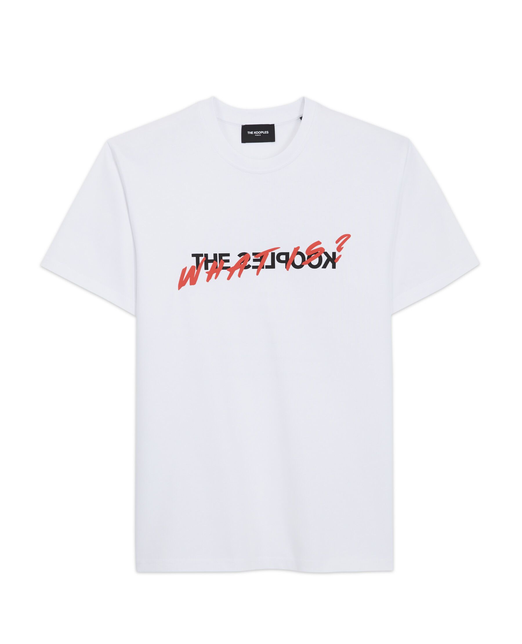 T-shirt blanc coton imprimé What is