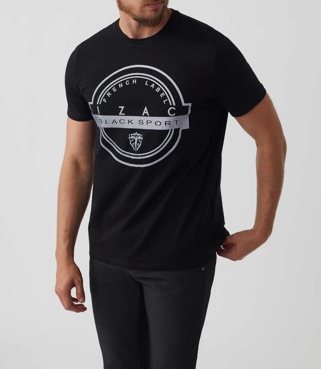 T-shirt à manches courtes avec logo col rond noir 