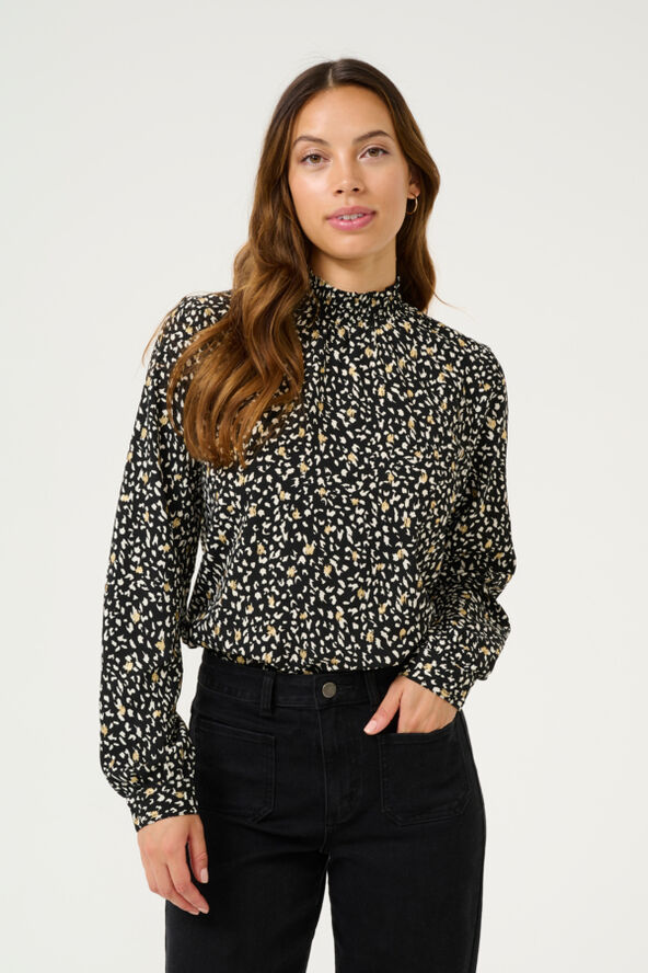 Kaffe KAmalene Blouse Black/white/gold print