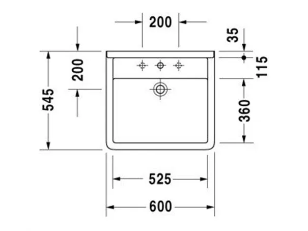 Duravit 0309600000, Top-monteret vask, Keramisk, Hvid, 600 mm