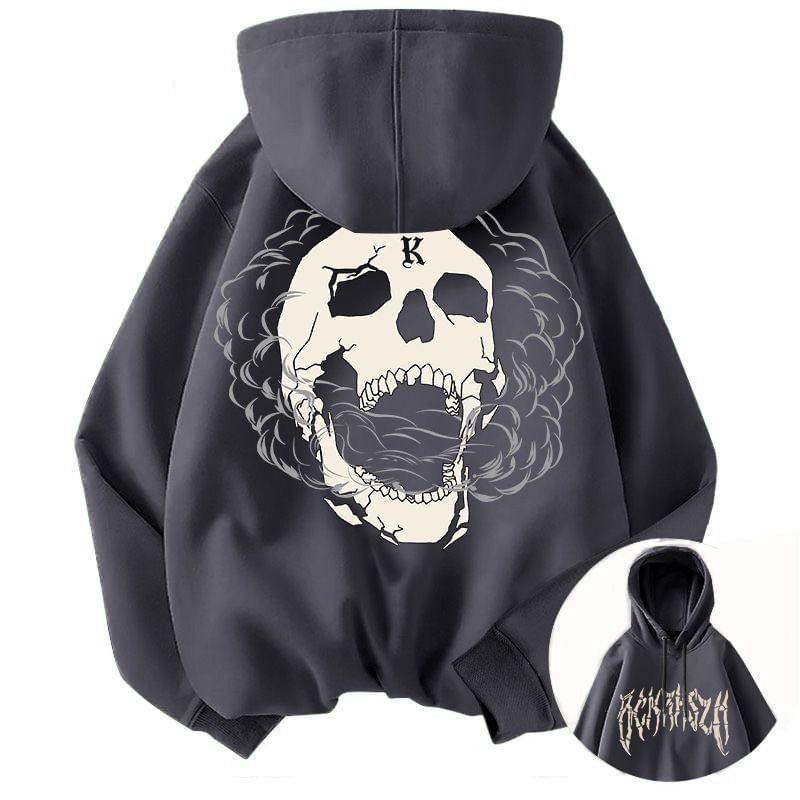 Bay Go Mall - Hoodie met trekkoord en ronde hals en schedelprint