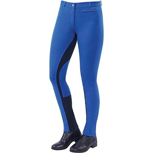 Calça de montaria feminina Euro Supa-fit com zíper e assento, azul/marinho