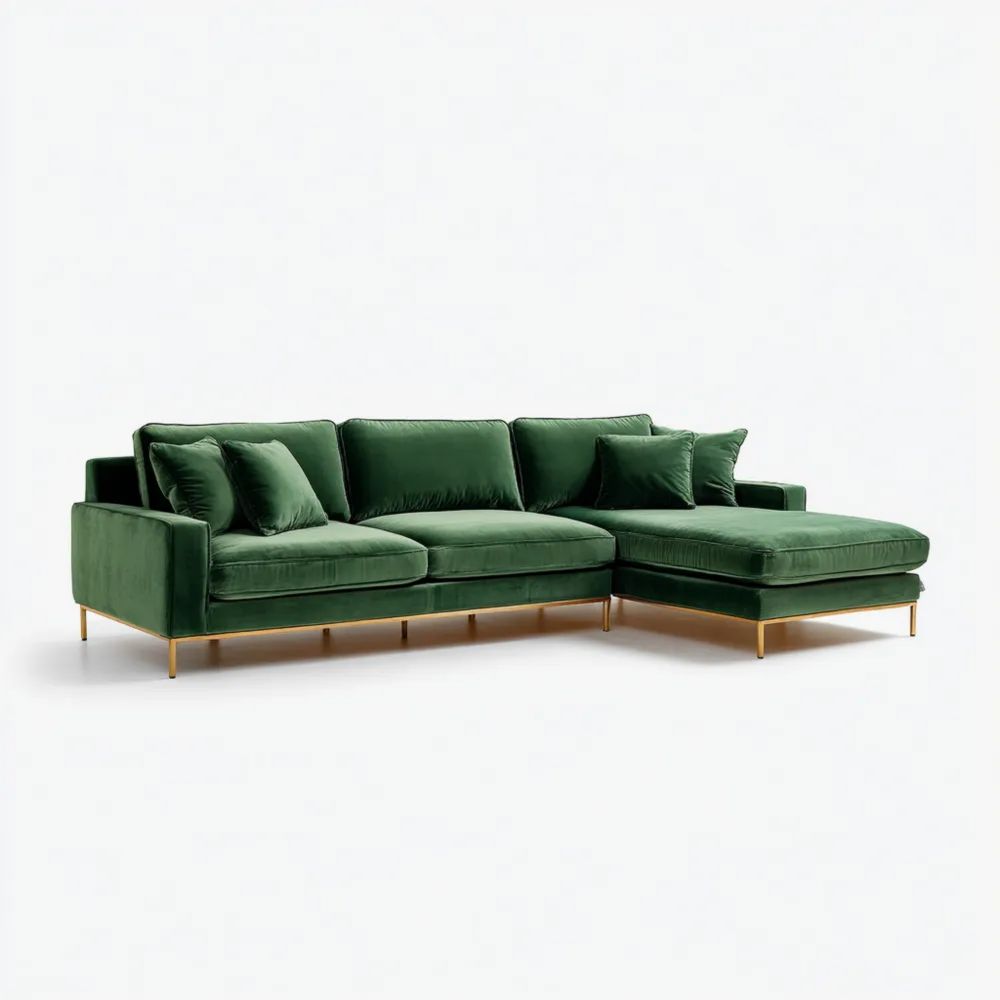 Ecksofa Samt 300x150x85 cm – Grün – Modernes Design