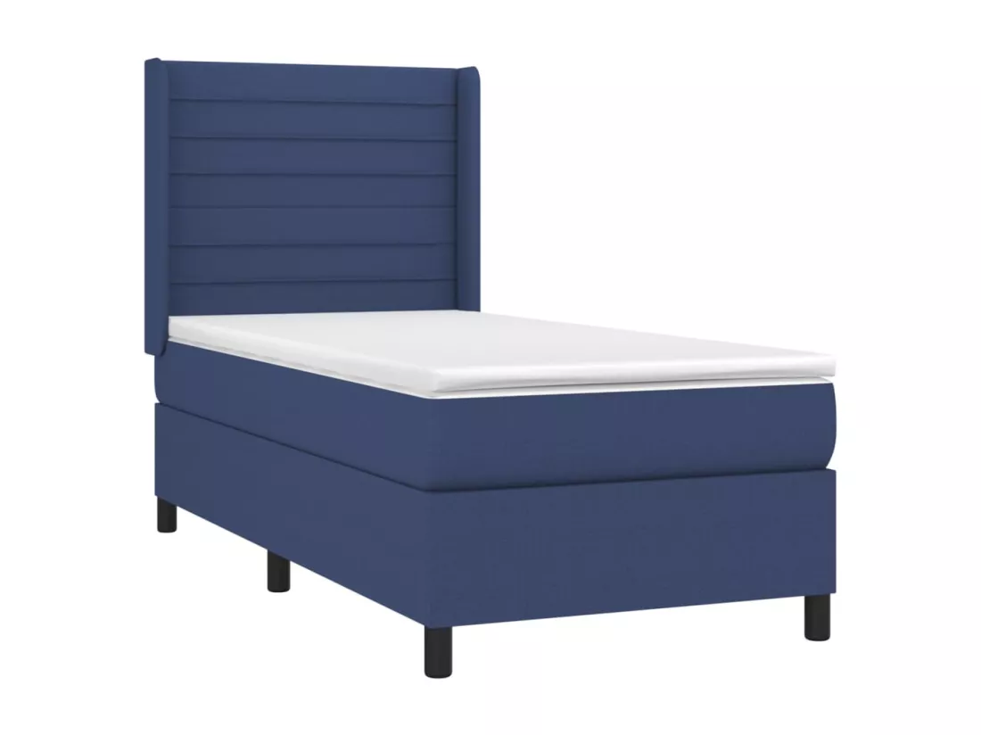 Sommier tapissier avec matelas et LED Bleu 90x190 cm Tissu