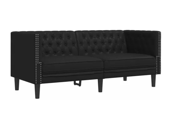 Ensemble de canapé Chesterfield 2 pièces noir similicuir