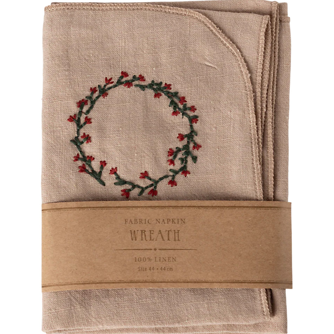maileg stoffen servet - wreath - 44x44 cm