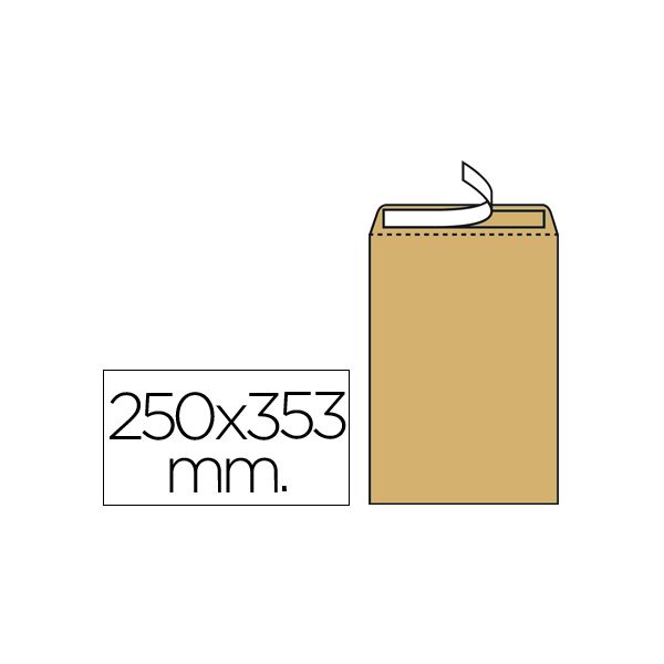 Liderpapel Envelope Bolsa Folio Prolongado 250 x 353mm Kraft 250 Un.