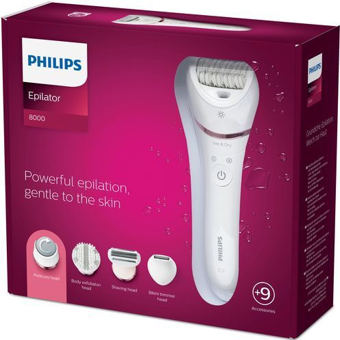 Philips - Epilator 8000 Series - Wet & Dry - Draadloos - Inclusief Accessoires