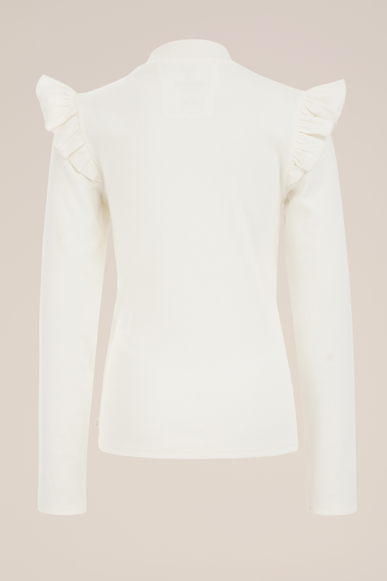 Meisjes geribd T-shirt met ruches WE Fashion Wit