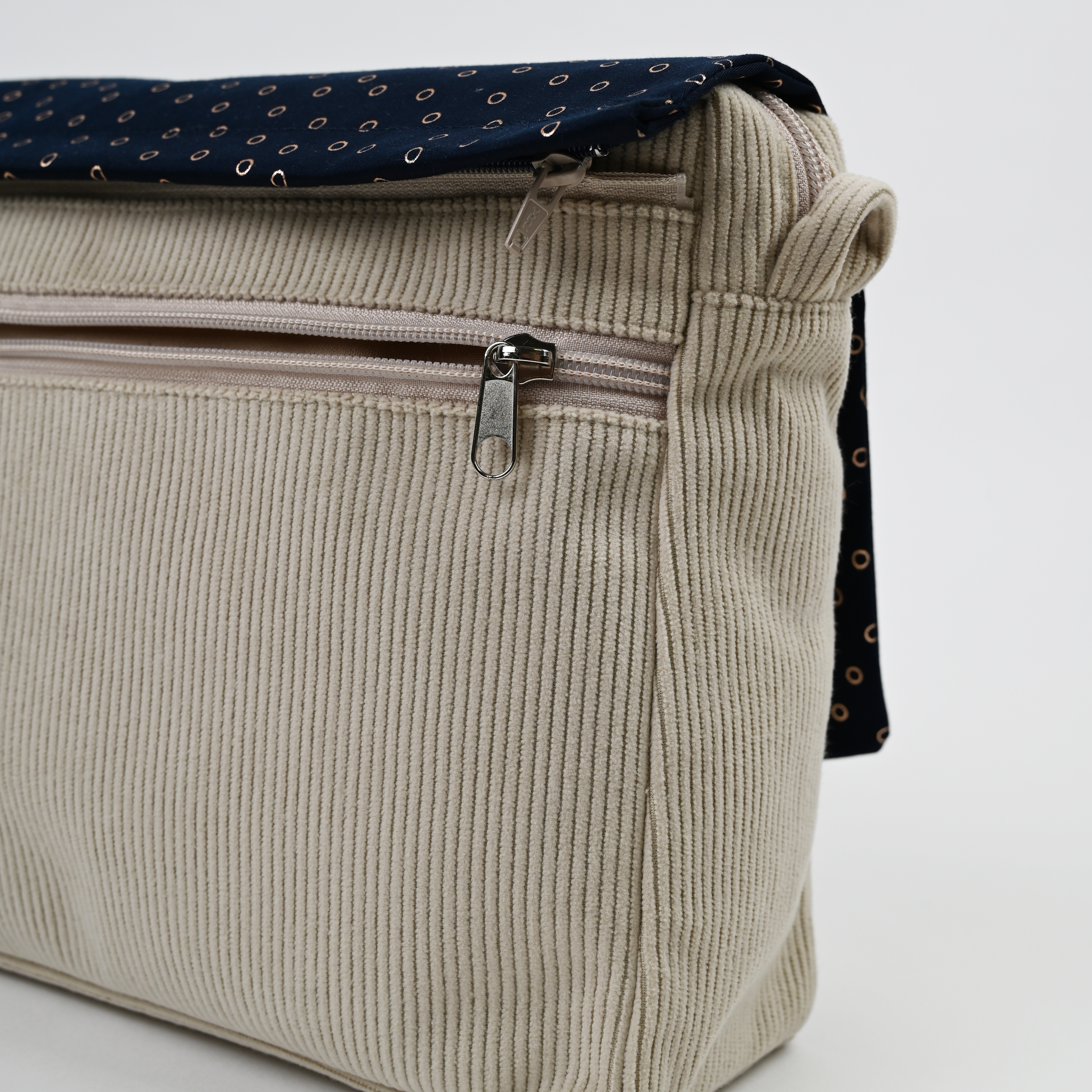 Base Grande Besace Sans Bandoulière Velours Côtelé Beige