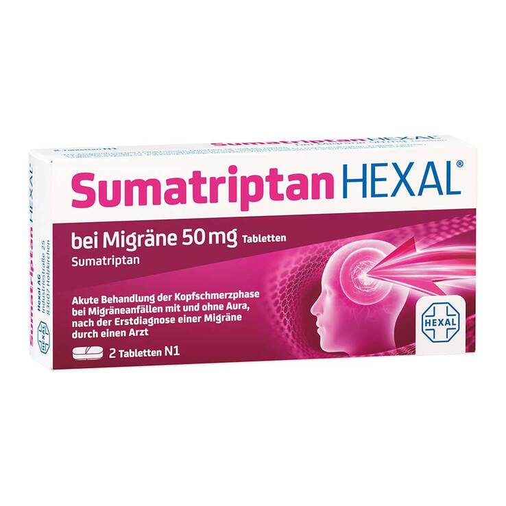 Sumatriptan Hexal bei Migräne 50 mg Tabletten, 2 St