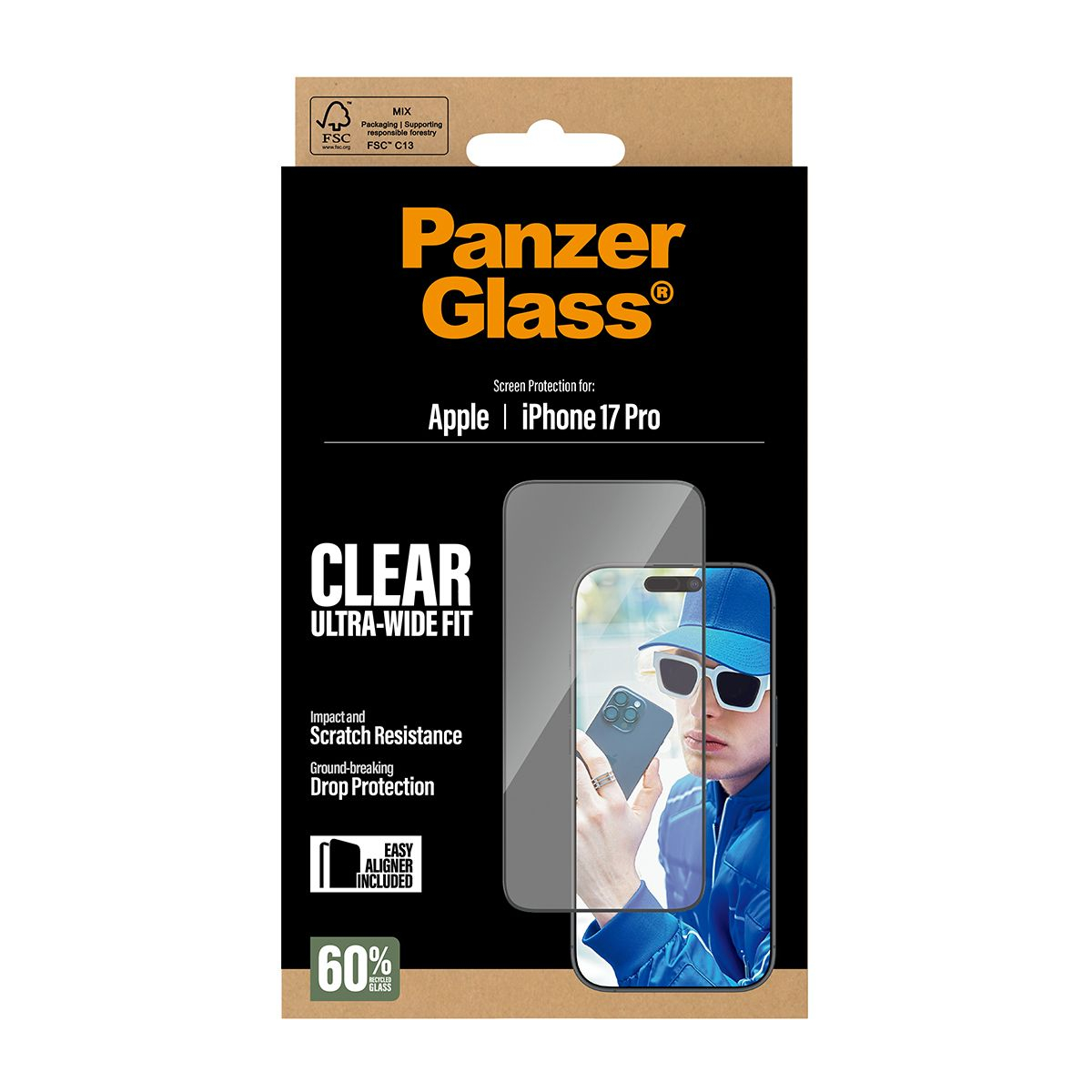 iPhone 17 Pro Ultra Wide Fit EasyAligner Panzer Glas Displayschutz Case Friendly mit Montagerahmen (PG99748)