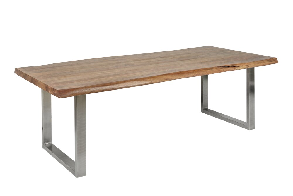 riess-ambiente Esstisch MAMMUT NATURE - 240cm Akazie Baumkante 6cm Tischplatte Edelstahlbeine Massivholz