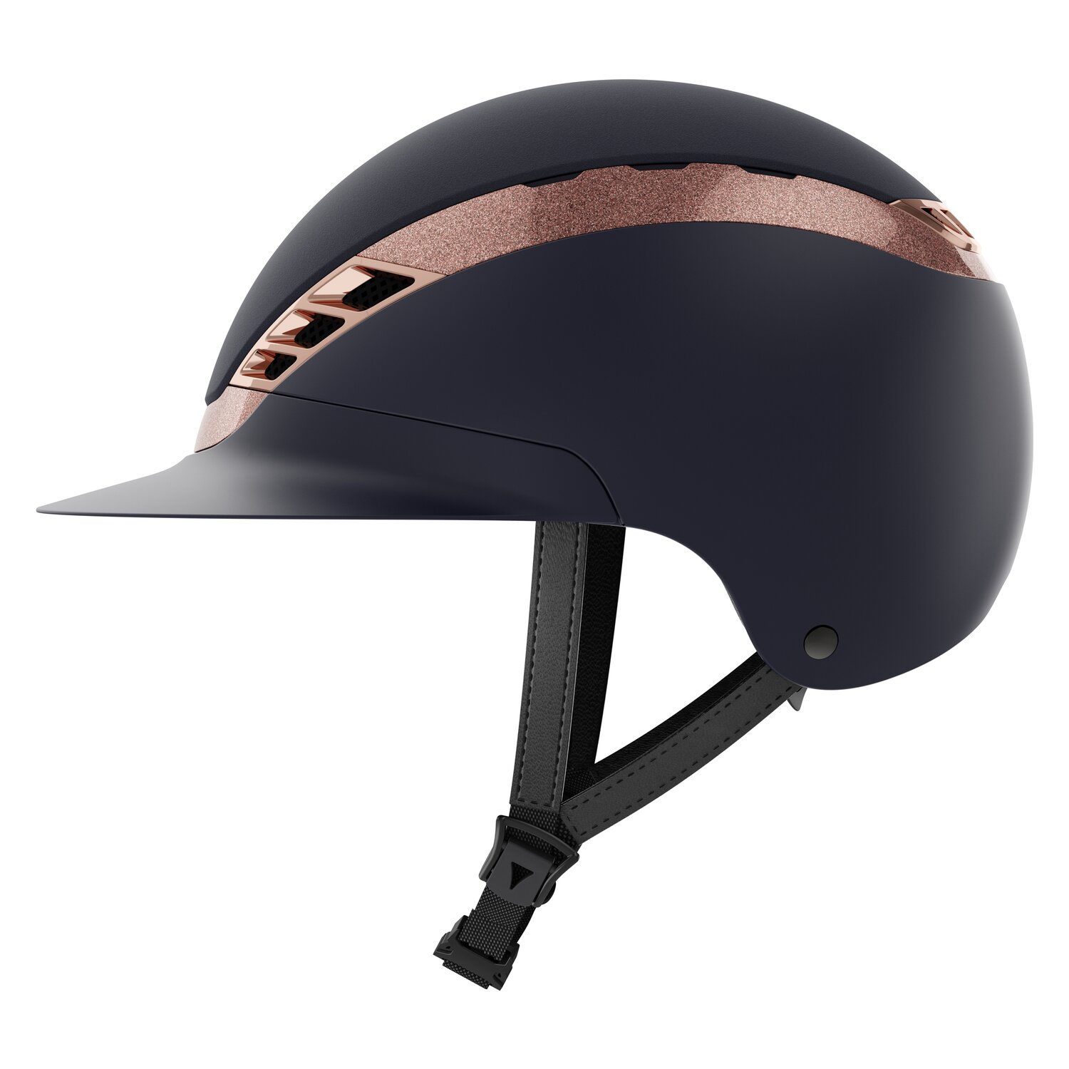 ABUS PIKEUR Reithelm AirLuxe Supreme Lady Vizor  - midnightblue/roségold