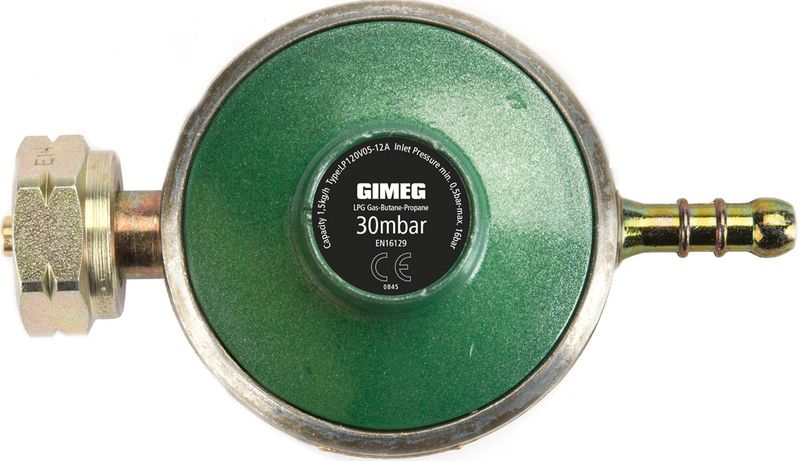 Gimeg - Universele Gasdrukregelaar - Geschikt voor DIN- en Shell-aansluitingen - 30 mbar