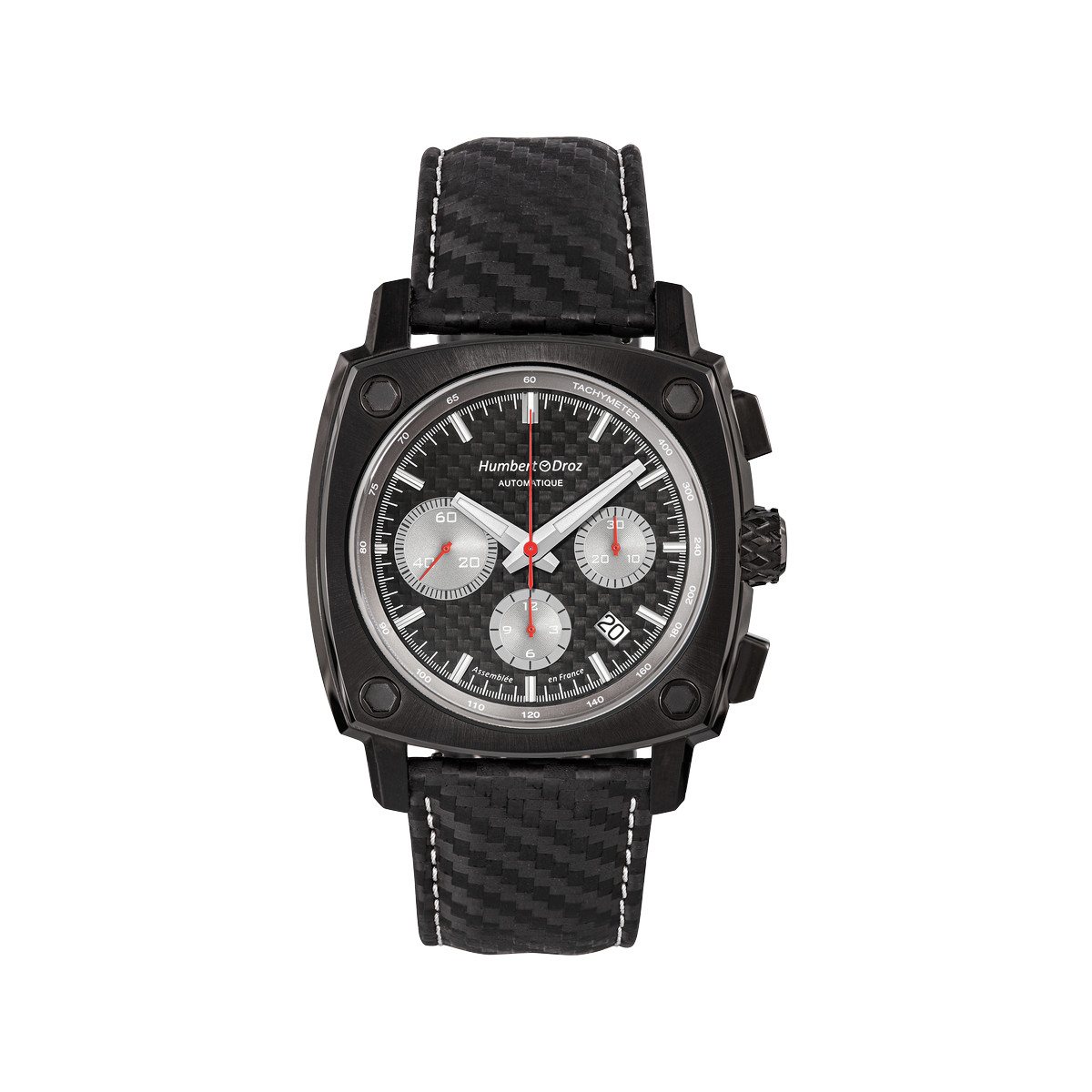 Montre HUMBERT-DROZ hd7 homme chronographe, bracelet cuir noir