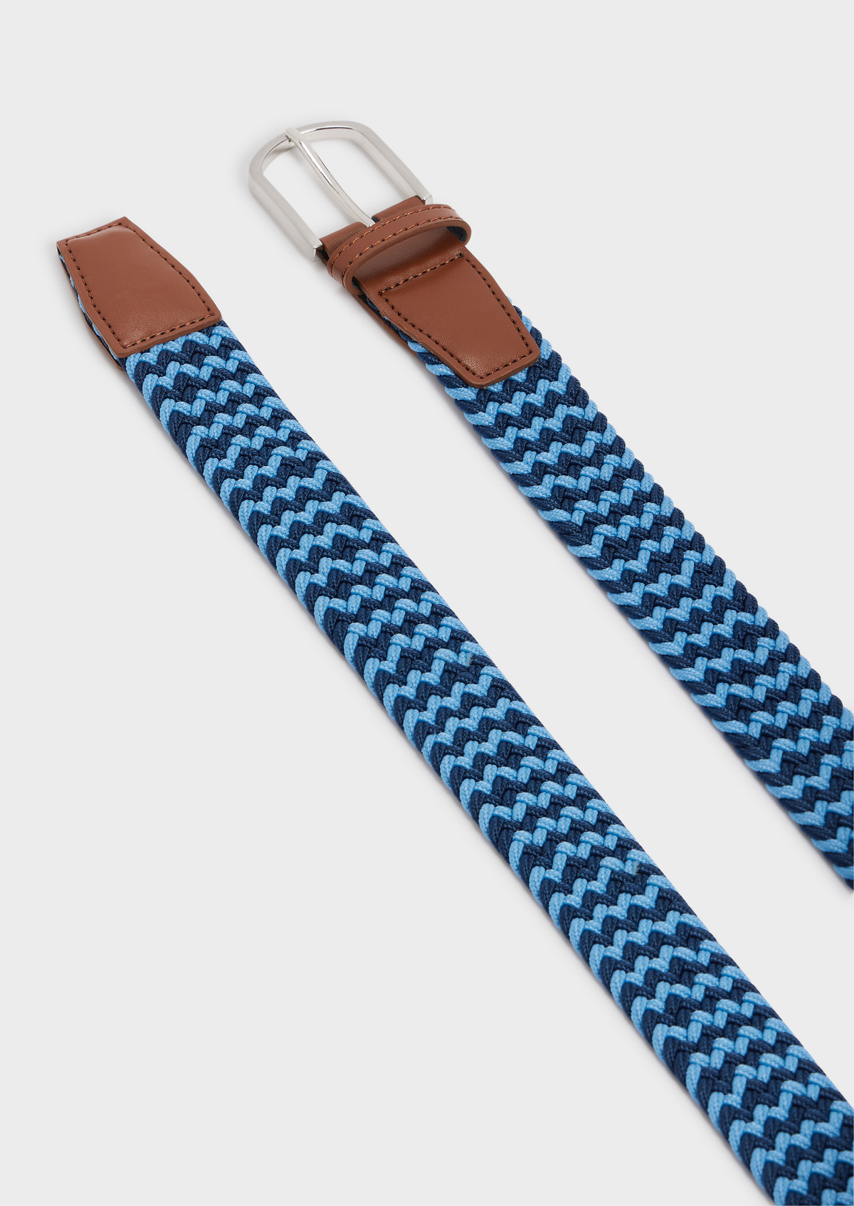 Ceinture tressée bleu ardoise et bleu ciel