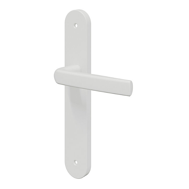 Ensemble poignée sur plaque Incurvé GoodHome Primel mat blanc L.126mm x l.40mm entraxe 195mm