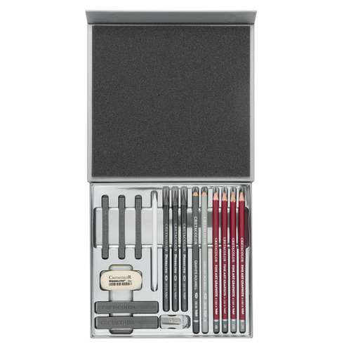 CRETACOLOR® Graphit- und Zeichenset, Silver Box