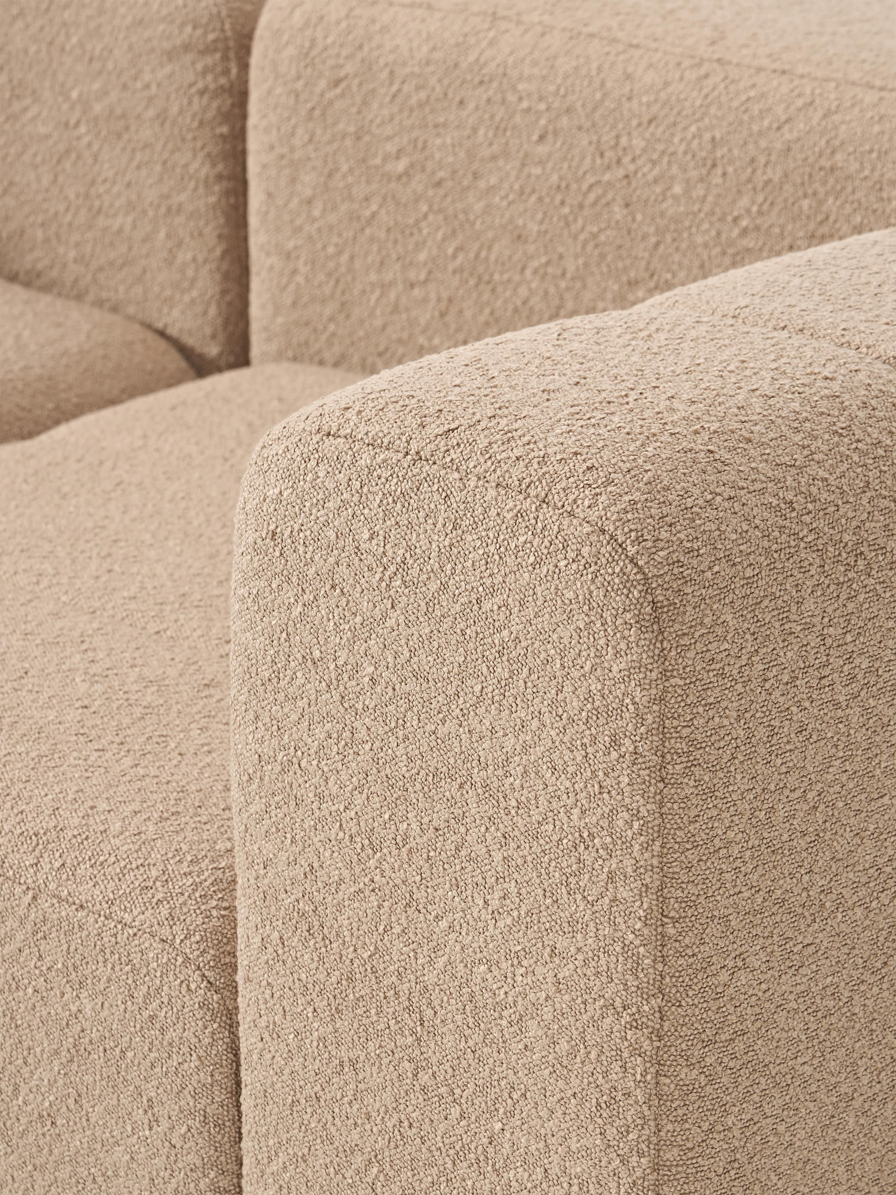Modulaire bouclé bank Lena (4-zits) met poef (links/rechts)
