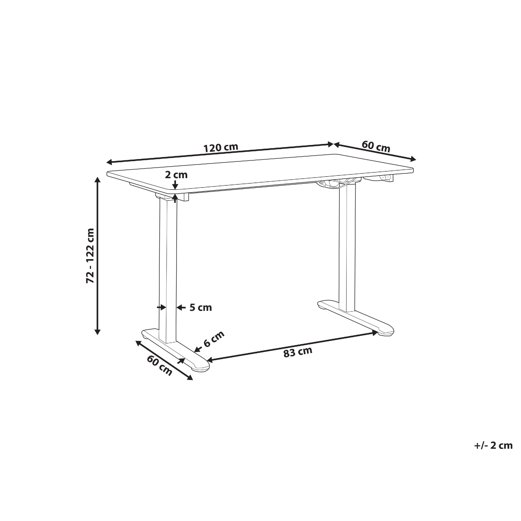 Beliani - GRIFTON  - Verstelbaar bureau - Wit - 120 cm - Staal
