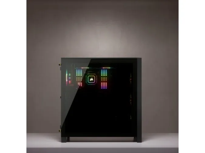 CORSAIR | iCUE 4000X RGB – Miditower - ATX - ingen strømforsyning - Sort - USB/Lyd