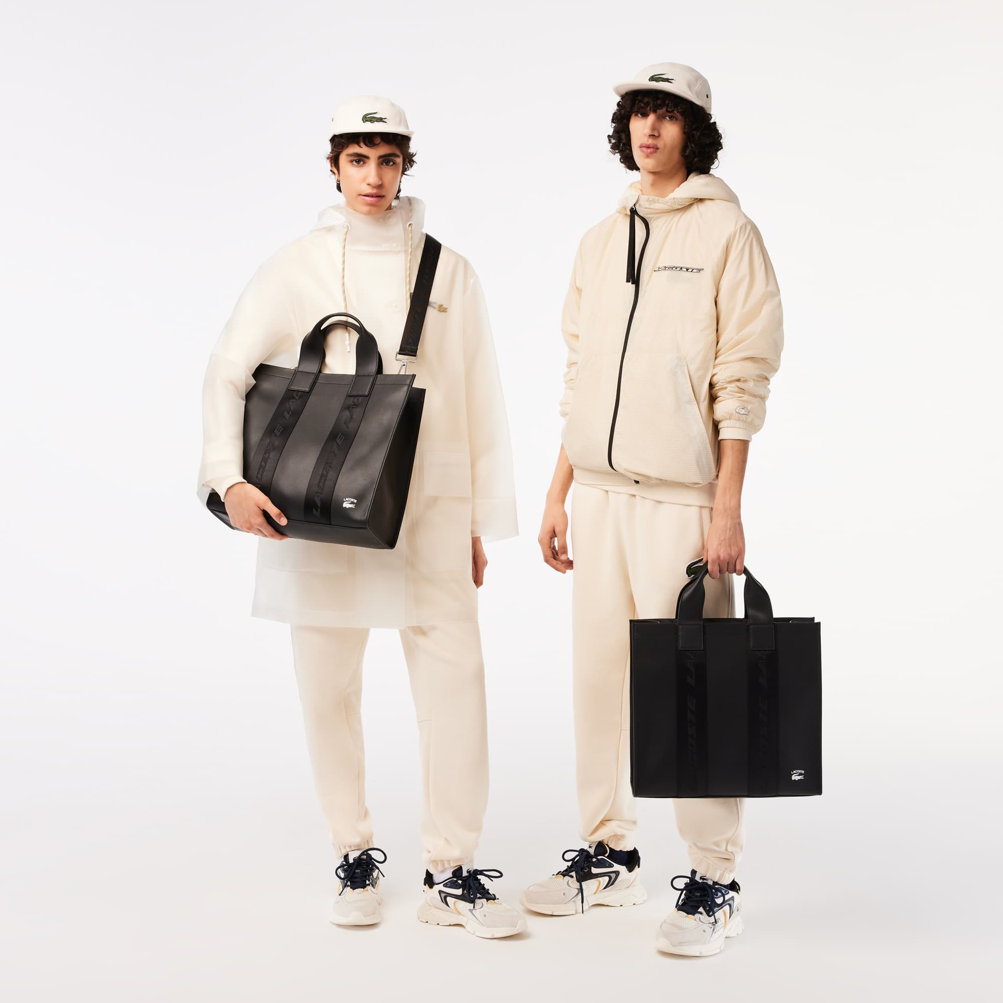 Sac cabas unisexe avec marquages et imprimé contrasté Sacs - Noir - Lacoste - Unisex